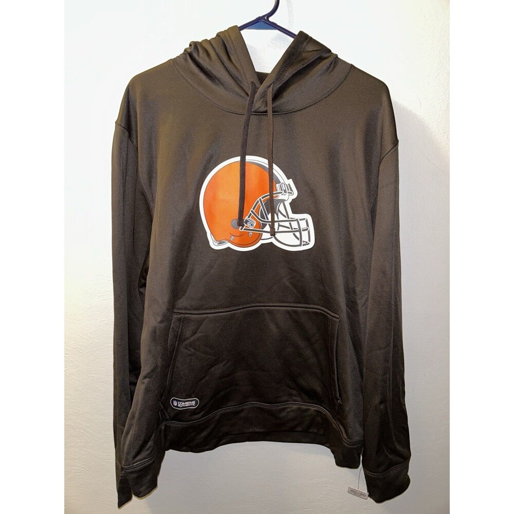 Cleveland Browns Hoodie Men Large NFL Football Fan Gear Pocket Helmet Logo New